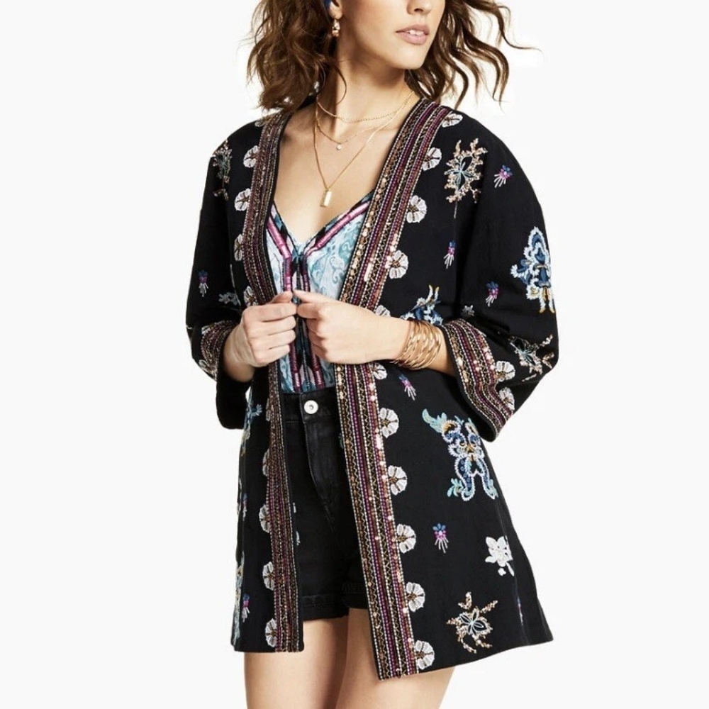 INC International Concepts Beaded Kimono Jacket Size L